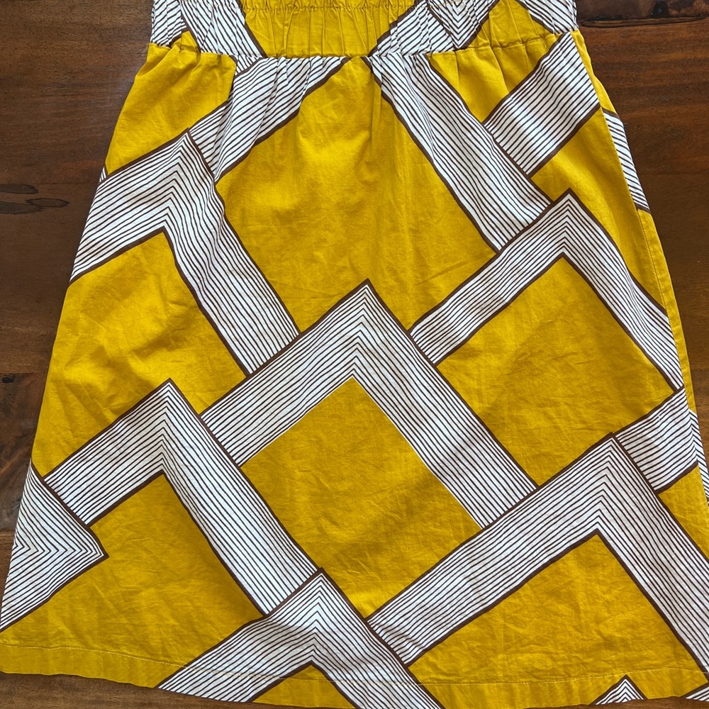 Anthropologie Barila Mid Century Modern Skirt S mustard yellow A line Excellent - Picture 2 of 4